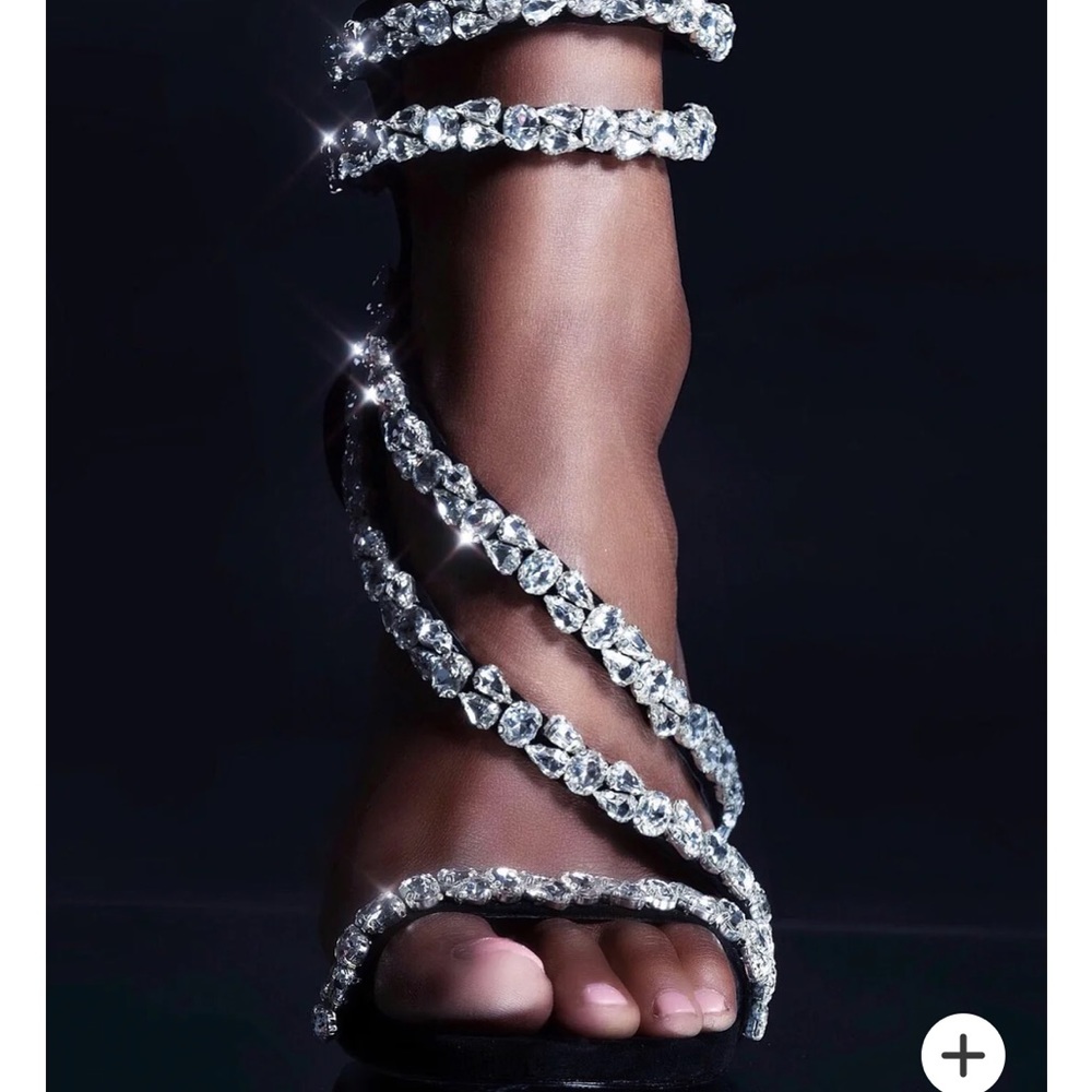 Black Aminah Abdul Jallil Soleil Sandals with rhinestones